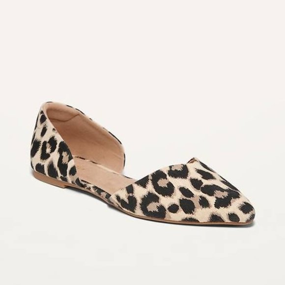 Old Navy Canvas Leopard-Print D'Orsay Flats for Women - Picture 1 of 10